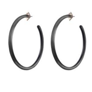 Alexis Bittar Large Skinny Lucite Hoop Earrings- Black